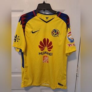Rare NIKE Club America Huawei Home Depot Striped 2018 Mexican Soccer Jersey Sz L